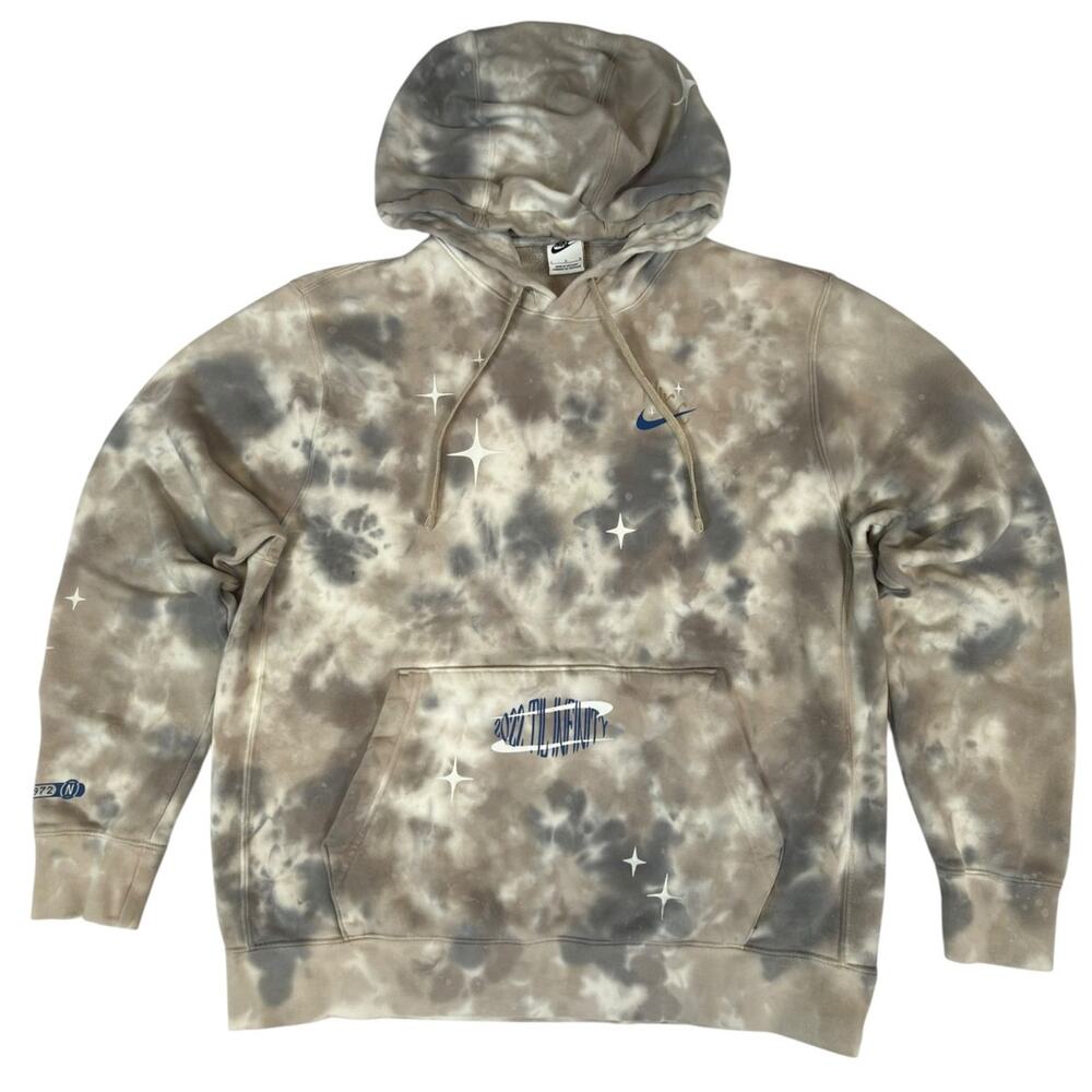 Nike Men’s Large Graphic Tie-Dye Hoodie Beige Gray Pullover